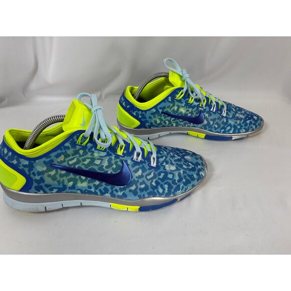 Nike Free 5.0 Women's 11 Blue Cheetah Print Running Lightweight 638680-400 - Picture 3 of 9